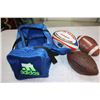 Image 1 : ADIDAS BAG WITH TWO FOOTBALLS AND RUGBY BALL