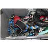 Image 3 : TOTE OF DOG TOYS AND CLIPPERS COLLARS AND FOLDING CRATE