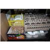 Image 1 : TRAY OF GLASSES AND DISHWASHING TRAY AND CRATE OF PLATES AND BOWLS