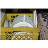 Image 2 : TRAY OF GLASSES AND DISHWASHING TRAY AND CRATE OF PLATES AND BOWLS