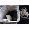 Image 1 : TWO TOTES OF TOOLS AND HARDWARE AND FISHING ROD SLEEVES
