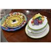 Image 1 : POTTERY FRUIT MOTIF TUREEN WITH LADLE AND PLATTER AND THREE LARGE ITALIAN POTTERY SERVING PLATTERS