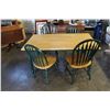 Image 1 : MAPLE AND GREEN DINING TABLE AND FOUR CHAIRS
