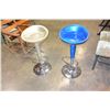 Image 2 : TWO BLUE AND LIGHT GOLD AND CHROME GAS LIFT BARSTOOLS
