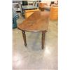 Image 2 : LOG STYLE WALNUT DROPSIDE DINING TABLE AND SIX WHITE LEATHER SEAT CHAIRS,