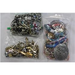 TWO SMALL BAGS OF JEWELLRY AND BAG OF MENS CUFFLINKS AND PINS