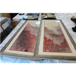 PAIR OF RUSTIC FRAMED ABSTRACT PRINTS