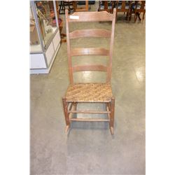 ANTIQUE PINE LADDER BACK ROCKER