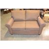 Image 1 : NEW HOME ELEGANCE MODDERN BROWN FABRIC PILLOW BACK LOVESEAT RETAIL $899