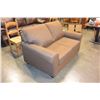 Image 2 : NEW HOME ELEGANCE MODDERN BROWN FABRIC PILLOW BACK LOVESEAT RETAIL $899