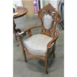 ANTIQUE NEWLY UPOLSTERED PARLOR CHAIR