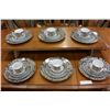 Image 1 : SILVER OVERLAY FINE CHINA DINNER SET, 6 PLACE SETTING, 24 PIECES,