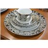 Image 2 : SILVER OVERLAY FINE CHINA DINNER SET, 6 PLACE SETTING, 24 PIECES,