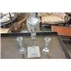 Image 1 : 3 DECORATIVE GLASS AND CRYSTAL SINGLE CANDLE HOLDERS