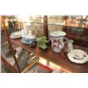Image 1 : SHELF LOT OF COLLECTIBLE CHINA AND STAFFORDSHIRE LIDDED CASSEROLE AND PLATE ETC