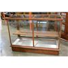 Image 2 : LARGE ANTIQUE OAK FRAMED STORE DISPLAY CABINET WITH TWO GLASS SHELVES IN GOOD ORIGINAL CONDITION