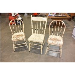 THREE PAINTED DINING CHAIRS