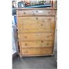 Image 2 : ANTIQUE PINE 4 DRAWER CHEST OF DRAWERS WITH DROP DOWN CENTER