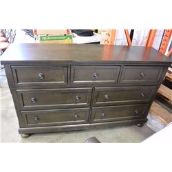 NEW FLOOR MODEL HOME ELEGANCE MODERN DARK FINISH 7 DRAWER SOLID WOOD DRESSER RETAIL $1399