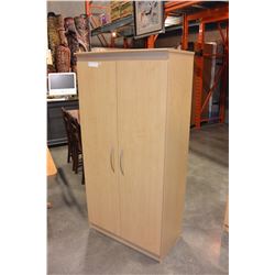 2 DOOR MAPLE FINISH STORAGE CABINET