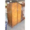 Image 2 : ANTIQUE BURLED WALNUT TWO DOOR WARDROBE