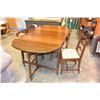 Image 2 : VINTAGE WALNUT GATELEG TABLE WITH LEAF AND FOUR CHAIRS