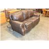 Image 2 : BROWN STUDDED LEATHER SOFA