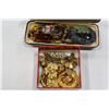 Image 1 : ART GLASS JEWELLRY AND BOX OF GOLD TONE JEWELLRY