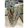 Image 2 : COLORED GLASS VASE BIRD IMAGERY