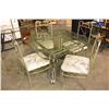 Image 2 : WROUGHT IRON DESIGNER GLASS TOP TABLE AND FOUR CHAIRS