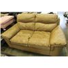 Image 2 : TAN LEATHER LOVESEAT AND ARMCHAIR