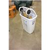 Image 1 : ROLLING PLASTIC HAMPER, FOLDING SHOPPING CART AND TV TRAY