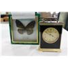 Image 1 : HOWARD MILLER CARRIAGE CLOCK AND CASED BUTTERFLY