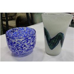 TWO ART GLASS VASES