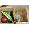 Image 1 : LOT OF DECORATIVE GLASS WARE AND CUPS AND VASES