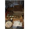 Image 1 : LOT OF WICKER BASKETS CANDLE WALL HOLDERS AND SERVING DISHES