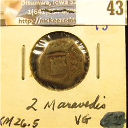 SPANISH 2 MARAVEDIS DATED 1694.  KM NUMBER 26-5.