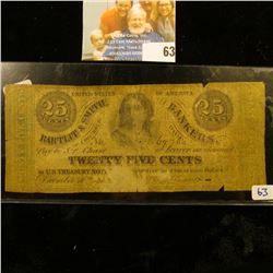 BROKEN BANK NOTE FOR TWENTY FIVE CENTS DATED 1962.  THIS NOTE WAS PRINTED BY BARTLITT & SMITH BANKER