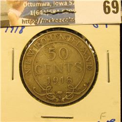 NEWFOUNDLAND 1918 SILVER HALF DOLLAR