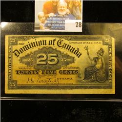 January 2nd, 1900 Dominion of Canada .25c Banknote. EF.