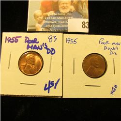 2 POOR MAN'S DOUBLE DIE 1955 WHEAT PENNIES