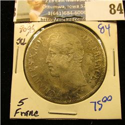 1828-S FRENCH SILVER 5 FRANCS