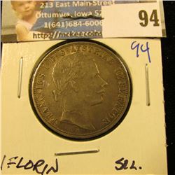 1859-A AUSTRIA 10 FRANCS 1 FLORIN SILVER COIN