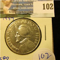 1934 PANAMA SILVER HALF BALBOA
