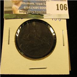 1857 BANK OF UPPER CANADA HALF PENNY.  THIS COIN IS COMMONLY REFERRED TO AS THE "DRAGON SLAYER"