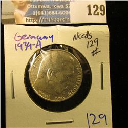 GERMANY 1939-A SILVER 2 MARKS COIN WITH SWASTIKA