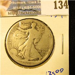 1916-D KEY DATE WALKING LIBERTY HALF DOLLAR WITH OBVERSE MINT MARK.