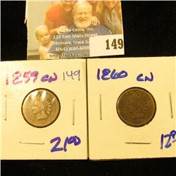 1859 COPPER NICKEL AND 1860 COPPER NICKEL INDIAN HEAD PENNY