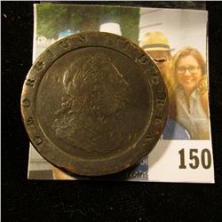 1797 BRITISH LARGE CENT COMMONLY REFERRED TO AS THE "CARTWHEEL " DUE TO ITS RESEMBLANCE TO A CART'S 