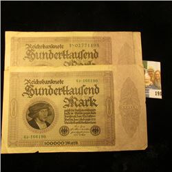 (2) ONE HUNDRED THOUSAND MARK NOTES FROM GERMANY DATED 1923